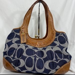 Coach Ergo Denim Leather Satchel